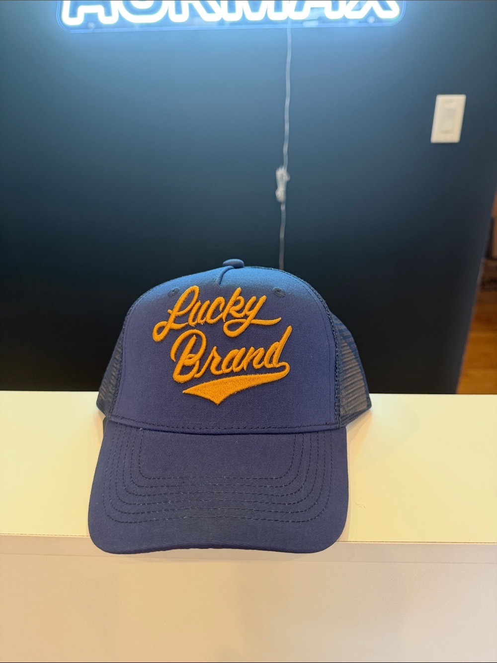 Lucky Brand Navy and Gold Mesh Back Cap